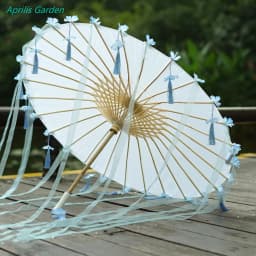 LED Chinese Japan Yarn Silk Cloth Lace Decorative Umbrella Beach Parasol Princess Umbrella Drama White Craft Umbrella Cosplay