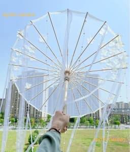 LED Chinese Japan Yarn Silk Cloth Lace Decorative Umbrella Beach Parasol Princess Umbrella Drama White Craft Umbrella Cosplay