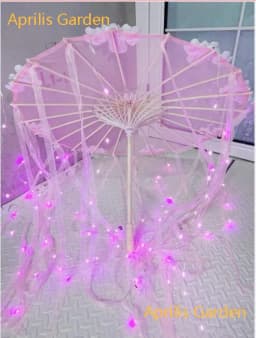 LED Chinese Japan Yarn Silk Cloth Lace Decorative Umbrella Beach Parasol Princess Umbrella Drama White Craft Umbrella Cosplay
