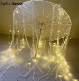 LED Chinese Japan Yarn Silk Cloth Lace Decorative Umbrella Beach Parasol Princess Umbrella Drama White Craft Umbrella Cosplay