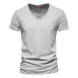 AIOPESON 100% Cotton Men T-shirt V-neck Fashion Design Slim Fit Soild T-shirts Male Tops Tees Short Sleeve T Shirt For Men