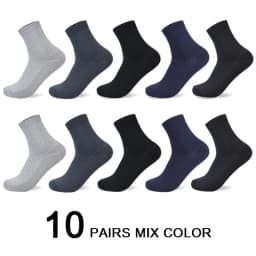 10 Pairs/Lot Men's Bamboo Fiber Socks 2023 New Compression Autumn Long Black Business Casual Man Dress Sock Gift Plus Size 42-45