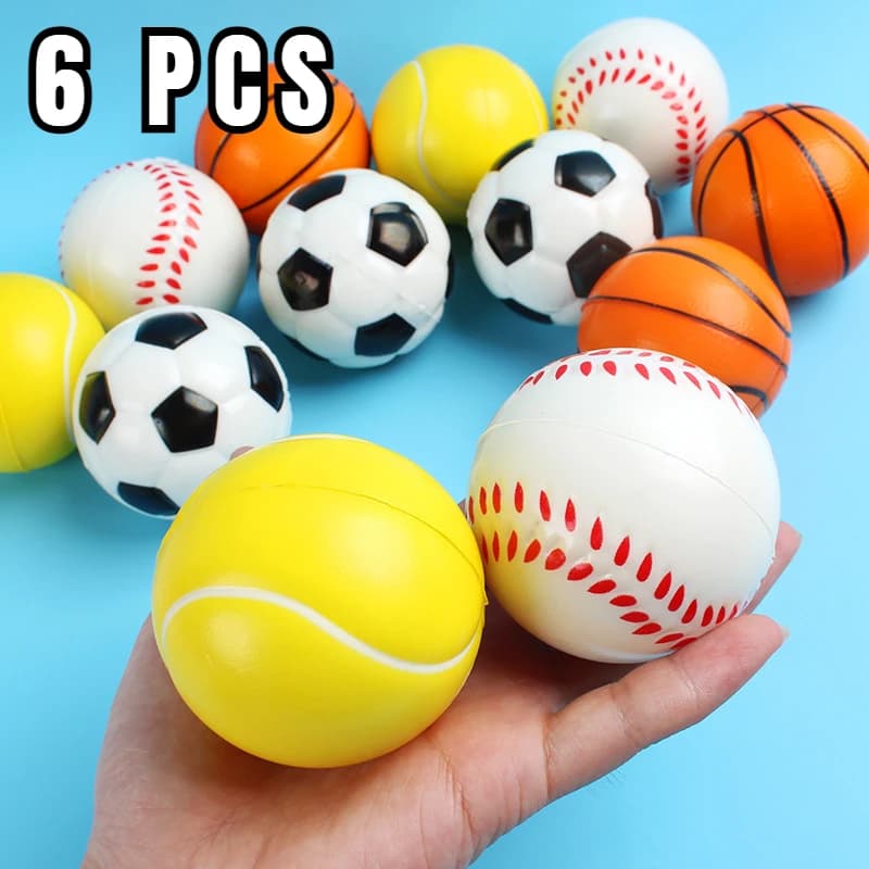 6Pcs/Set Squeeze Ball Toy Football Basketball Baseball Tennis Slow Rising Soft Squishy Stress Relief Antistress Novelty Gag Toy