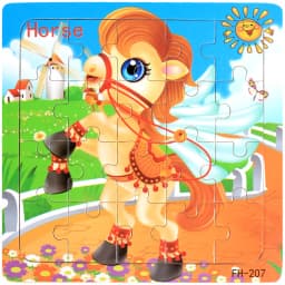 20piece Wooden Puzzle Cartoon Animals Car Letter Number Pattern Jigsaw Puzzles Game Kids Educational Learning Toys for Children