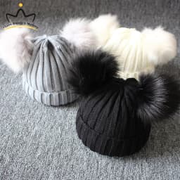 Cute Pompom Baby Hat Warm Winter Knitted Kids Baby Girl Boy Beanie Cap Solid Outdoor Infant Toddler Children Hat Bonnet