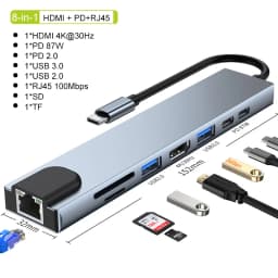 USB C HUB Type C Splitter Thunderbolt 3 Docking Station Laptop Adapter With For Macbook Air M1 iPad Pro RJ45 HDMI