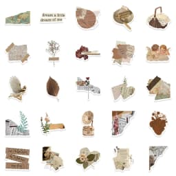 10/30/52PCS Vintage Collage PVC Graffiti Sticker Sticky Aesthetic Color Decorative Scrapbook DIY Child Phone Stationery Supply