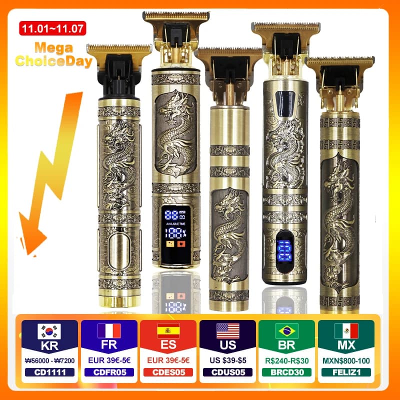 Tondeuse Dragon Vintage T9 Cordless Professional Hair Clippers Electric Trimmers For Men Clipper hair cutting machine Shaver