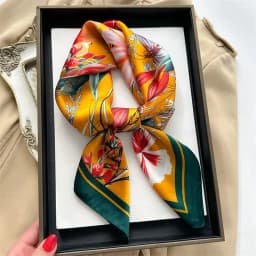 Luxury Print Silk Square Scarf Women Spring Neck Tie Shawl Wraps Female 70cm Hair Hand Wrist Headkercheif Hijab Bandana