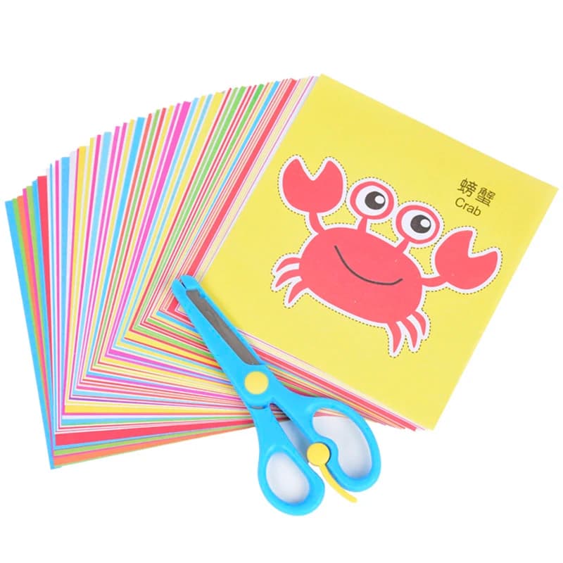 96 Pcs Children Cartoon DIY Colorful Paper Cutting Folding Toys Kids Craft Animal Handcraft Paper Art Learning Educational Toys