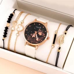 6pcs Set Womens Watches Ladies Fashion Butterfly Watch New Simple Casual Womens Analog WristWatch Bracelet Gift No Box