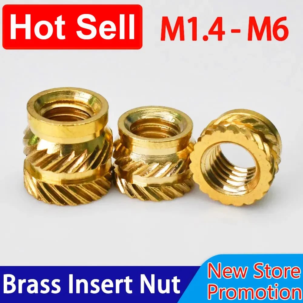 M1 M1.4 M1.6 M1.7 M2 M2.5 M3 M4 M5 M6 M8 Brass Heat Threaded Insert Nut Hot Melt Knurled Injection Embedment Nut of 3D Pringting