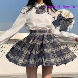 Pleated Harajuku Preppy Style Summer Women Skirt Plaid Kawaii Y2K High Waist Dance Bow Skirt Mini Cute Japanese School Uniforms
