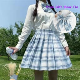 Pleated Harajuku Preppy Style Summer Women Skirt Plaid Kawaii Y2K High Waist Dance Bow Skirt Mini Cute Japanese School Uniforms