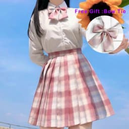 Pleated Harajuku Preppy Style Summer Women Skirt Plaid Kawaii Y2K High Waist Dance Bow Skirt Mini Cute Japanese School Uniforms