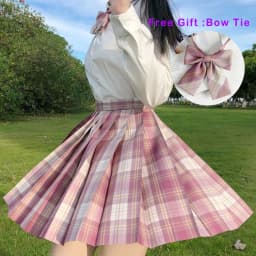 Pleated Harajuku Preppy Style Summer Women Skirt Plaid Kawaii Y2K High Waist Dance Bow Skirt Mini Cute Japanese School Uniforms