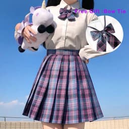Pleated Harajuku Preppy Style Summer Women Skirt Plaid Kawaii Y2K High Waist Dance Bow Skirt Mini Cute Japanese School Uniforms