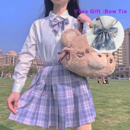 Pleated Harajuku Preppy Style Summer Women Skirt Plaid Kawaii Y2K High Waist Dance Bow Skirt Mini Cute Japanese School Uniforms