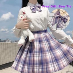Pleated Harajuku Preppy Style Summer Women Skirt Plaid Kawaii Y2K High Waist Dance Bow Skirt Mini Cute Japanese School Uniforms