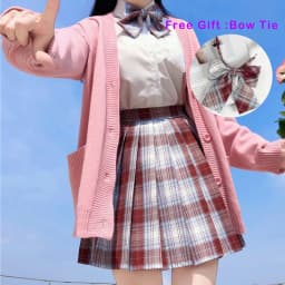 Pleated Harajuku Preppy Style Summer Women Skirt Plaid Kawaii Y2K High Waist Dance Bow Skirt Mini Cute Japanese School Uniforms