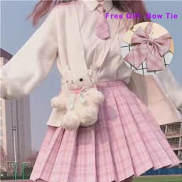 Pleated Harajuku Preppy Style Summer Women Skirt Plaid Kawaii Y2K High Waist Dance Bow Skirt Mini Cute Japanese School Uniforms