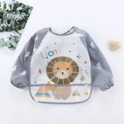 1Pcs Waterproof Eating Smock Infant Toddler Baby Cartoon Long Sleeve Art Apron Animal Smock Soft Baby Bib Burp Clothes