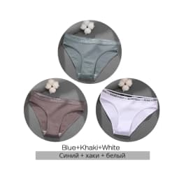 FINETOO 3PCS/Set Women's Underwear Cotton Panty Sexy Panties Female Underpants Solid Color Panty Intimates Women Lingerie M-2XL