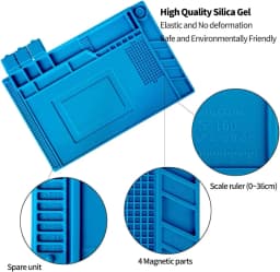 Soldering Station Mat Silicone Work Mat Heat Resistant 932°F Anti-Static Magnetic Mat for Electronic Phone Laptop Watch Repair