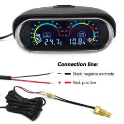 2 in 1 LCD Car Water Temp Gauge + Water Temperature Sensor 10mm Meter Voltmeter Voltage Digital Horizontal 12v 24v Accessories