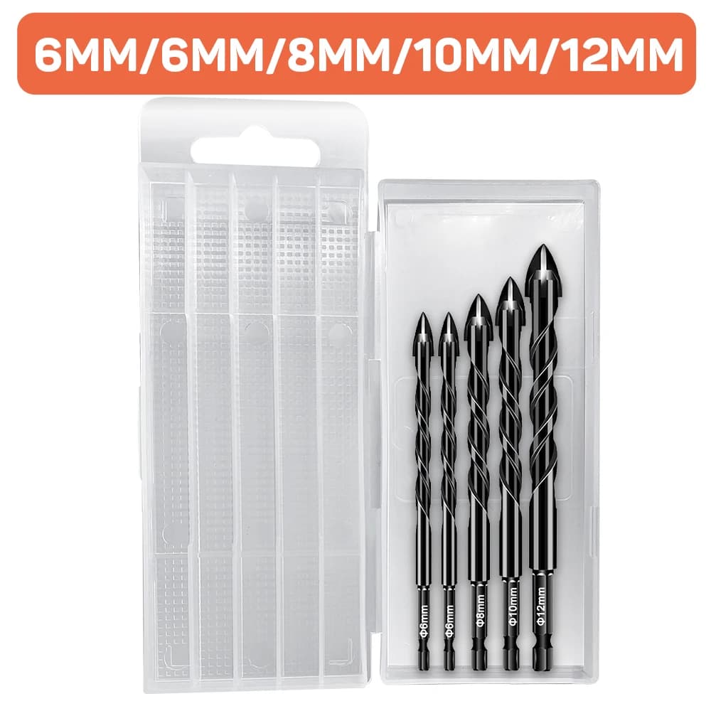3-12mm Cross Hex Tile Drill Bits Set for Glass Ceramic Concrete Hole Opener Brick Hard Alloy Triangle Bit Woodworking Tool Kit