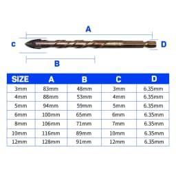 3-12mm Cross Hex Tile Drill Bits Set for Glass Ceramic Concrete Hole Opener Brick Hard Alloy Triangle Bit Woodworking Tool Kit