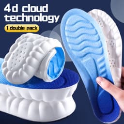 Sports Insoles for Shoes Women Men PU Sole Soft Breathable 4D Shock Absorption Cushion Running Orthopedic Care Insoles for Feet