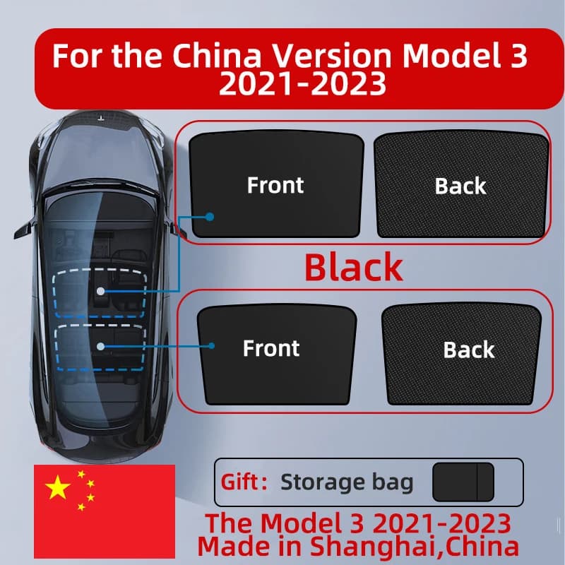 For Tesla Model 3 Y 2021-2024 New Upgrade Ice Cloth Buckle Sun Shades Glass Roof Sunshade Front Rear Sunroof Skylight