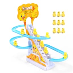 Climbing Stairs Track Toys Electric Duck DIY Rail Racing Track Roller Coaster Toys Set Light Music Educational Toy For Kids Gift