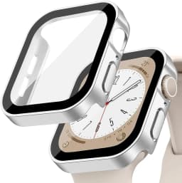 Tempered Glass+Cover For Apple Watch 9 8 7 45mm 41mm PC Bumper Screen Protector Case iWatch Series 7 6 5 4 SE2 44mm 40mm 42mm 38