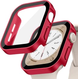 Tempered Glass+Cover For Apple Watch 9 8 7 45mm 41mm PC Bumper Screen Protector Case iWatch Series 7 6 5 4 SE2 44mm 40mm 42mm 38