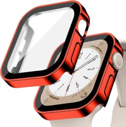 Tempered Glass+Cover For Apple Watch 9 8 7 45mm 41mm PC Bumper Screen Protector Case iWatch Series 7 6 5 4 SE2 44mm 40mm 42mm 38