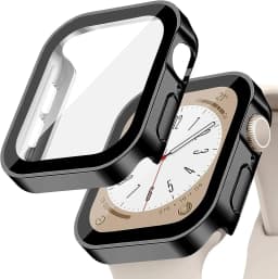 Tempered Glass+Cover For Apple Watch 9 8 7 45mm 41mm PC Bumper Screen Protector Case iWatch Series 7 6 5 4 SE2 44mm 40mm 42mm 38
