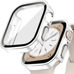 Tempered Glass+Cover For Apple Watch 9 8 7 45mm 41mm PC Bumper Screen Protector Case iWatch Series 7 6 5 4 SE2 44mm 40mm 42mm 38