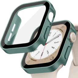 Tempered Glass+Cover For Apple Watch 9 8 7 45mm 41mm PC Bumper Screen Protector Case iWatch Series 7 6 5 4 SE2 44mm 40mm 42mm 38