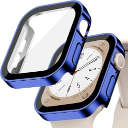 Tempered Glass+Cover For Apple Watch 9 8 7 45mm 41mm PC Bumper Screen Protector Case iWatch Series 7 6 5 4 SE2 44mm 40mm 42mm 38