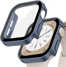 Tempered Glass+Cover For Apple Watch 9 8 7 45mm 41mm PC Bumper Screen Protector Case iWatch Series 7 6 5 4 SE2 44mm 40mm 42mm 38