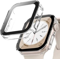 Tempered Glass+Cover For Apple Watch 9 8 7 45mm 41mm PC Bumper Screen Protector Case iWatch Series 7 6 5 4 SE2 44mm 40mm 42mm 38