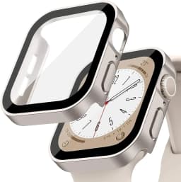 Tempered Glass+Cover For Apple Watch 9 8 7 45mm 41mm PC Bumper Screen Protector Case iWatch Series 7 6 5 4 SE2 44mm 40mm 42mm 38