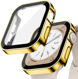 Tempered Glass+Cover For Apple Watch 9 8 7 45mm 41mm PC Bumper Screen Protector Case iWatch Series 7 6 5 4 SE2 44mm 40mm 42mm 38