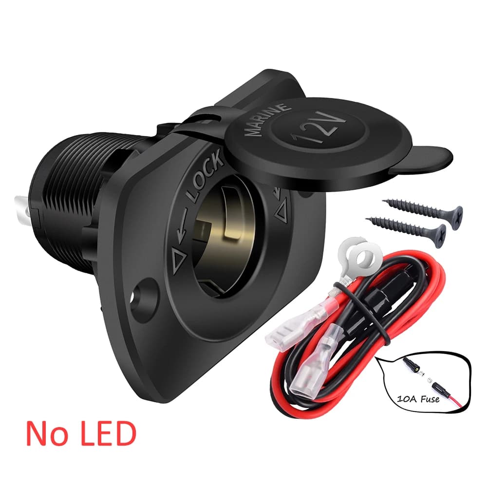 DaierTek 12V Car Cigarette Lighter Socket Femaile 12 Volt Power Outlet Replacement With Blue LED Waterproof for Boat Marine