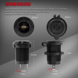 DaierTek 12V Car Cigarette Lighter Socket Femaile 12 Volt Power Outlet Replacement With Blue LED Waterproof for Boat Marine