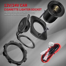 DaierTek 12V Car Cigarette Lighter Socket Femaile 12 Volt Power Outlet Replacement With Blue LED Waterproof for Boat Marine