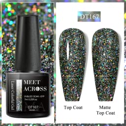 MEET ACROSS 7ml 140 Colors Nail Gel Polish Colorful Laser Glitter Sequins Gel Soak Off UV LED Gel Nail Art DIY Design Varnishes