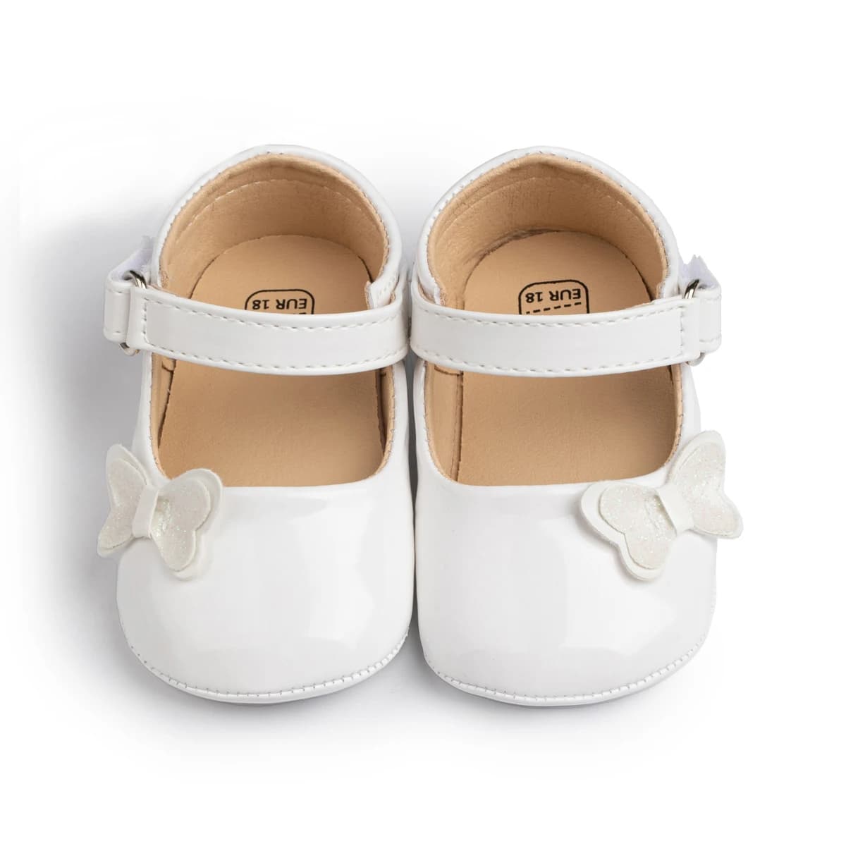 KIDSUN Baby Shoes Newborn Girl Princess PU Toddler Shoes Bow Decor Rubber Sole Anti-Slip First Walker Shoes 0-18M